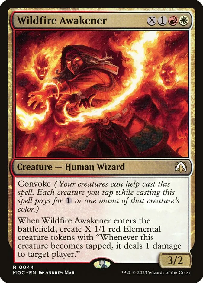 2023 March of the Machine Commander Wildfire Awakener #44 rare card image