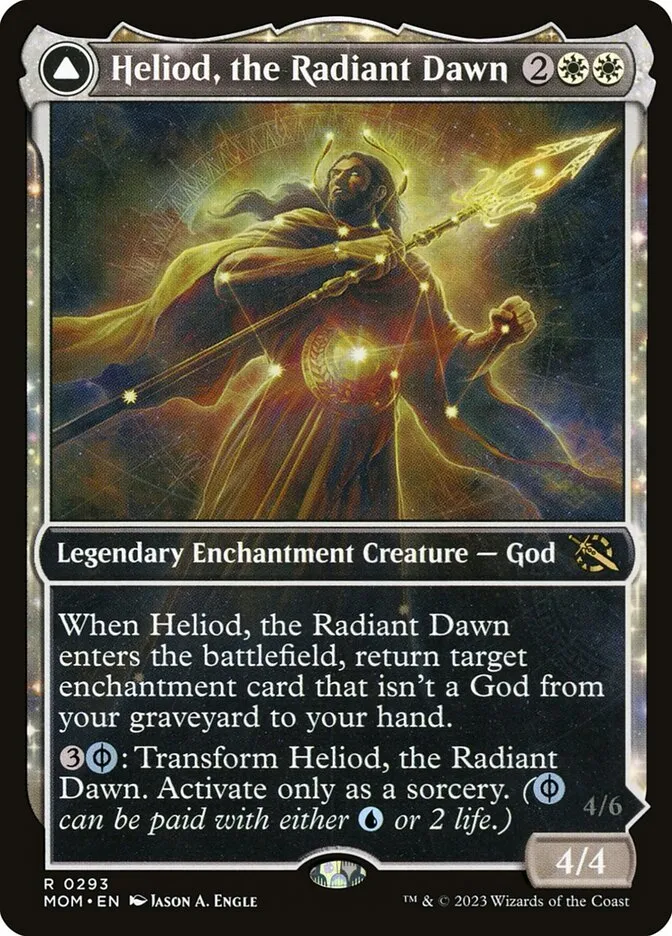 2023 March of the Machine Heliod, the Radiant Dawn // Heliod, the Warped Eclipse #293 rare card image