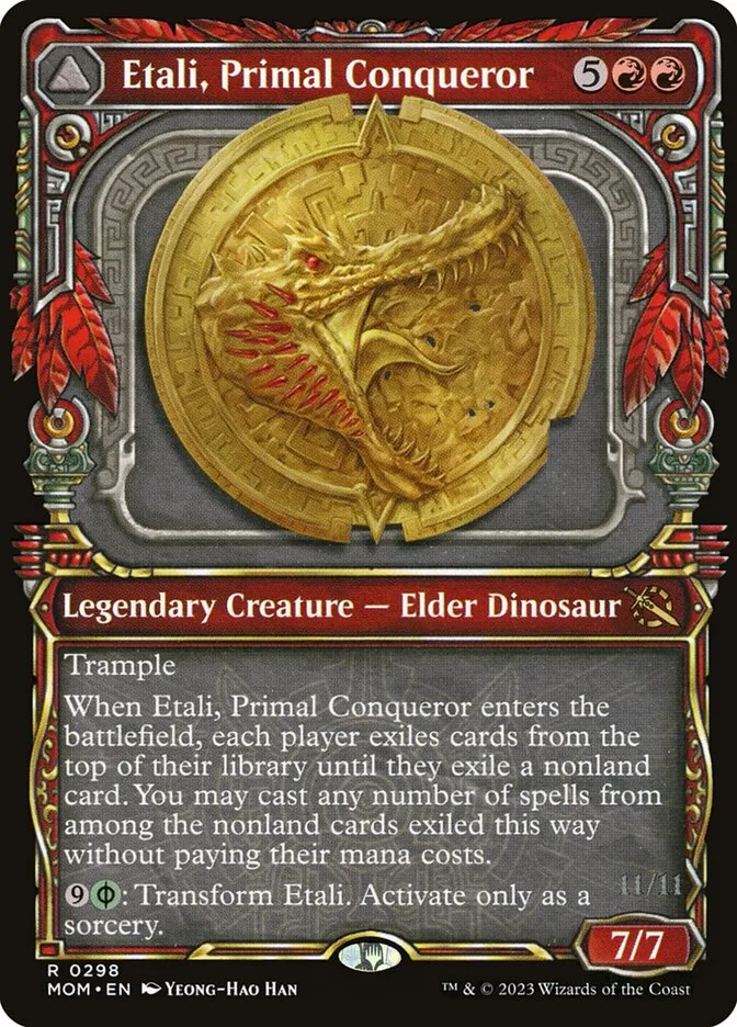 2023 March of the Machine Etali, Primal Conqueror // Etali, Primal Sickness #298 rare card image