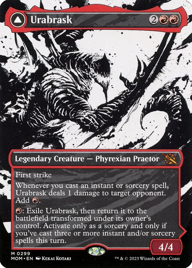 2023 March of the Machine Urabrask // The Great Work #299 mythic card image