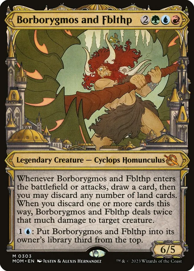2023 March of the Machine Borborygmos and Fblthp #303 mythic card image