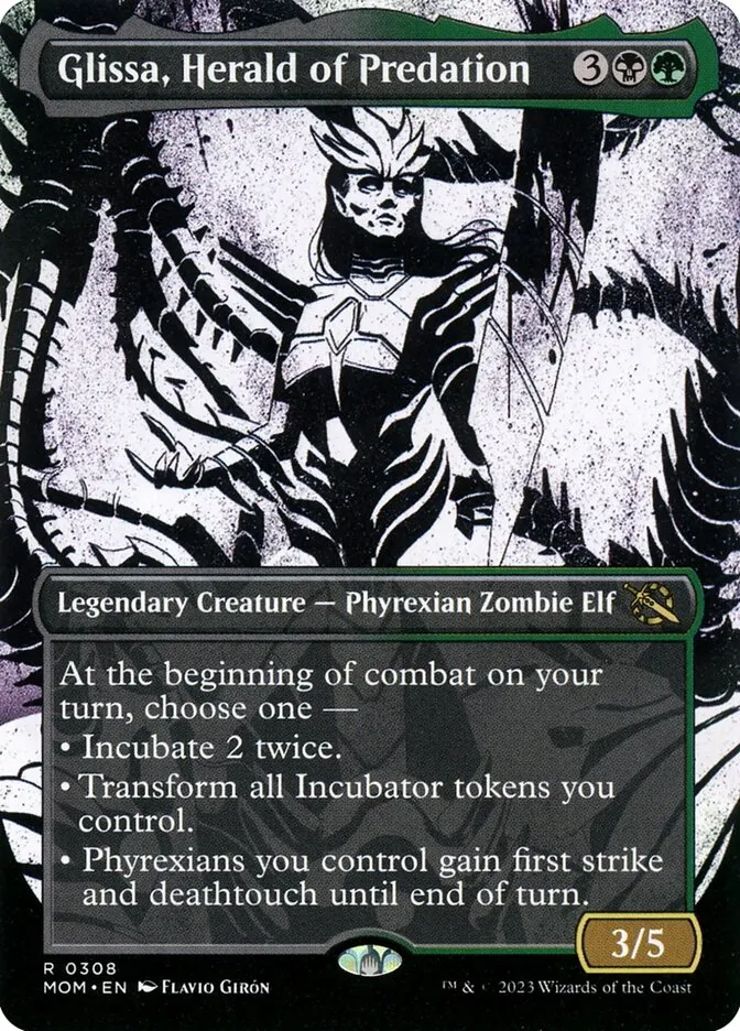 2023 March of the Machine Glissa, Herald of Predation #308 rare card image