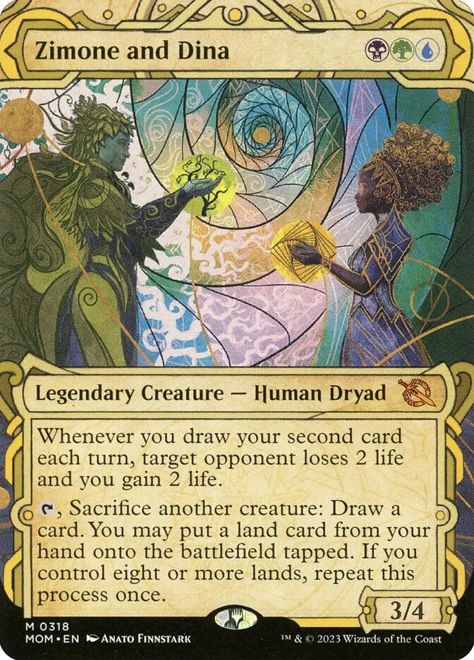 2023 March of the Machine Zimone and Dina #318 mythic card image
