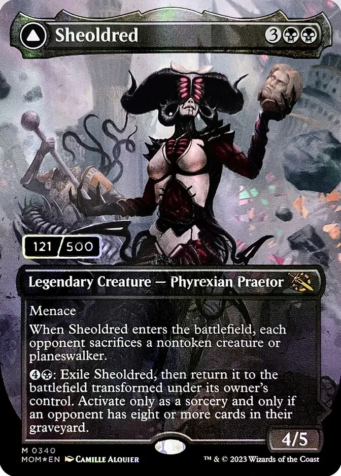 2023 March of the Machine Sheoldred // The True Scriptures #340 mythic card image