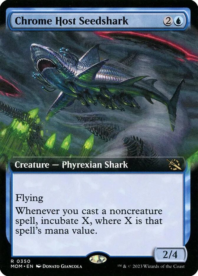 2023 March of the Machine Chrome Host Seedshark #350 rare card image