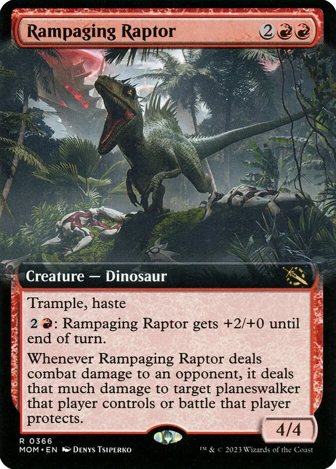 2023 March of the Machine Rampaging Raptor #366 rare card image