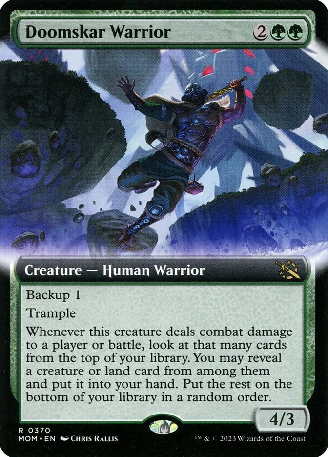 2023 March of the Machine Doomskar Warrior #370 rare card image