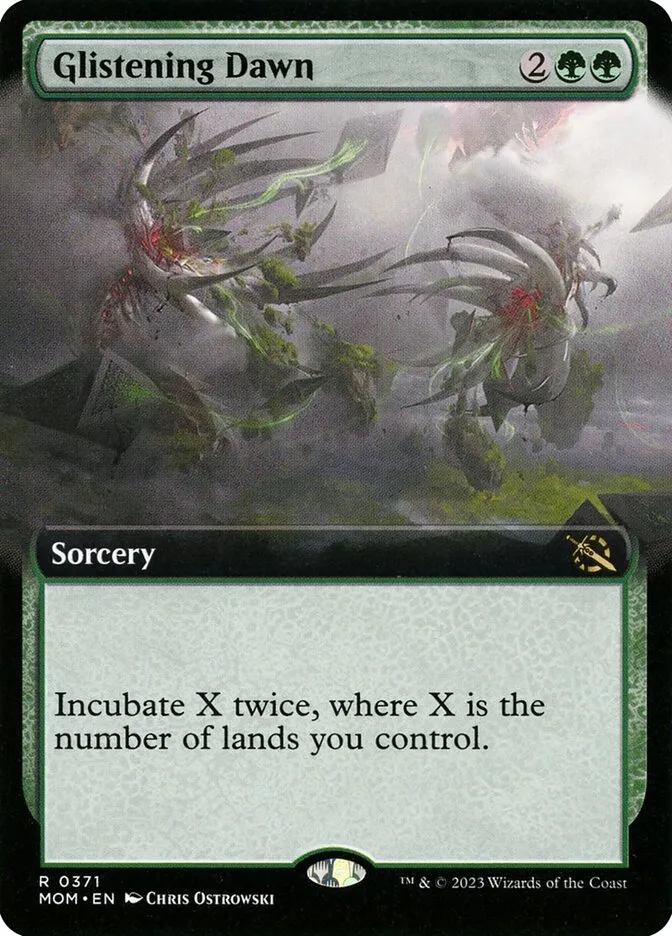 2023 March of the Machine Glistening Dawn #371 rare card image