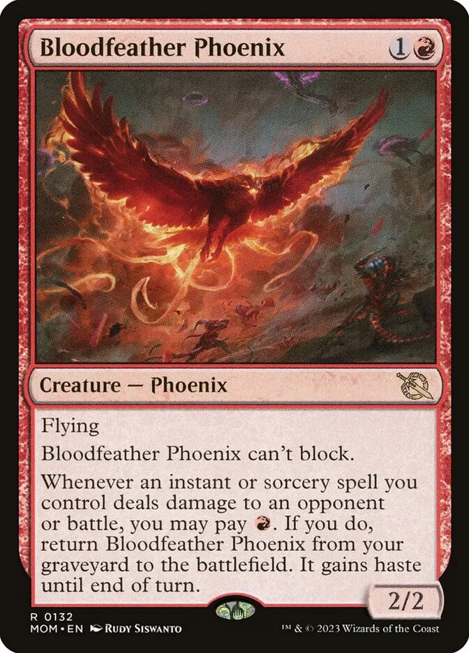 2023 March of the Machine Bloodfeather Phoenix #132 rare card image