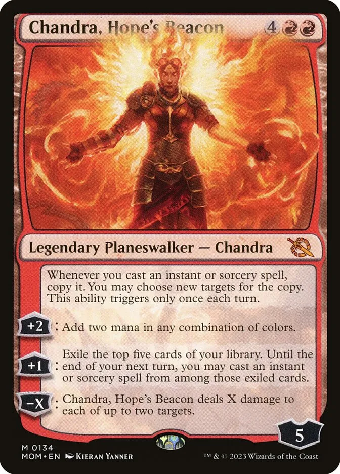 2023 March of the Machine Chandra, Hope's Beacon mythic #134 mythic card image