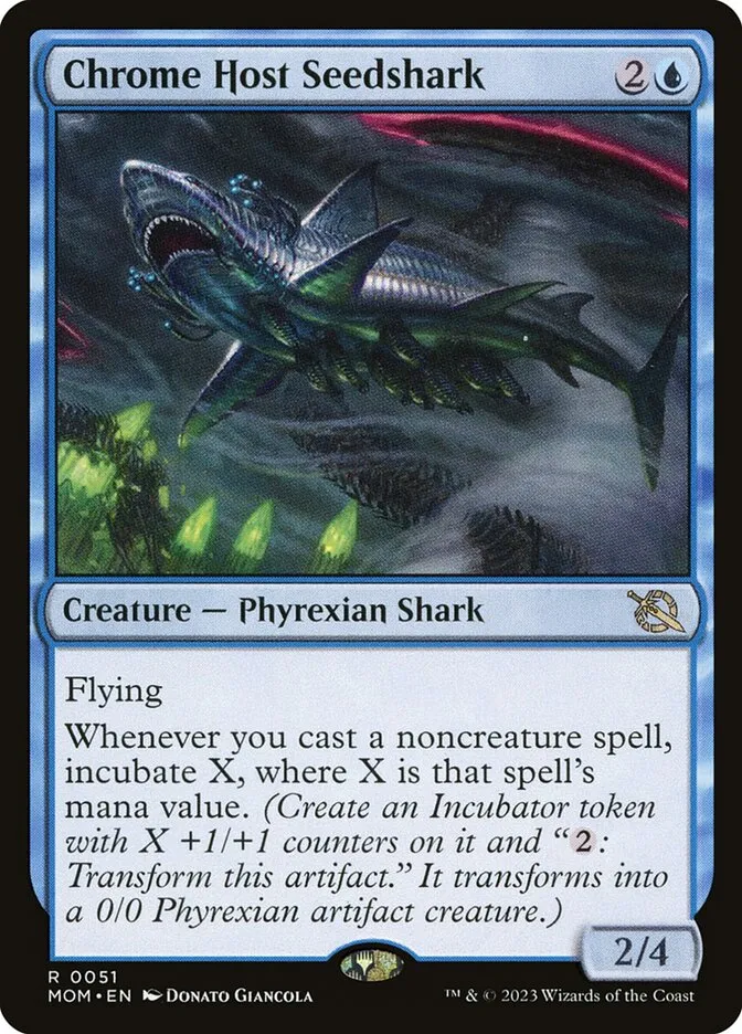 2023 March of the Machine Chrome Host Seedshark #51 rare card image