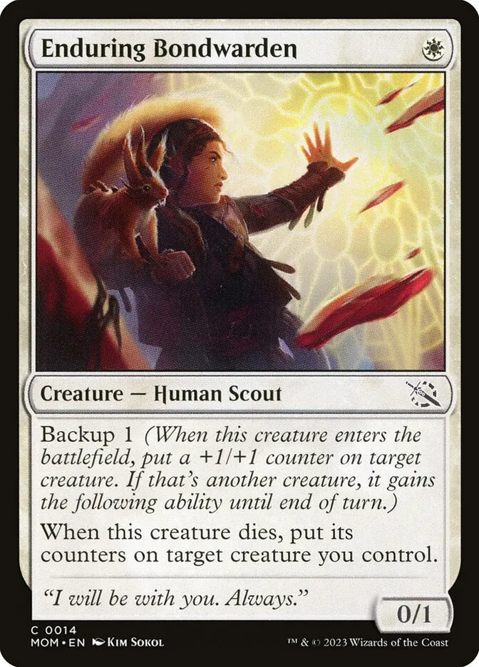 2023 March of the Machine Enduring Bondwarden #14 common card image
