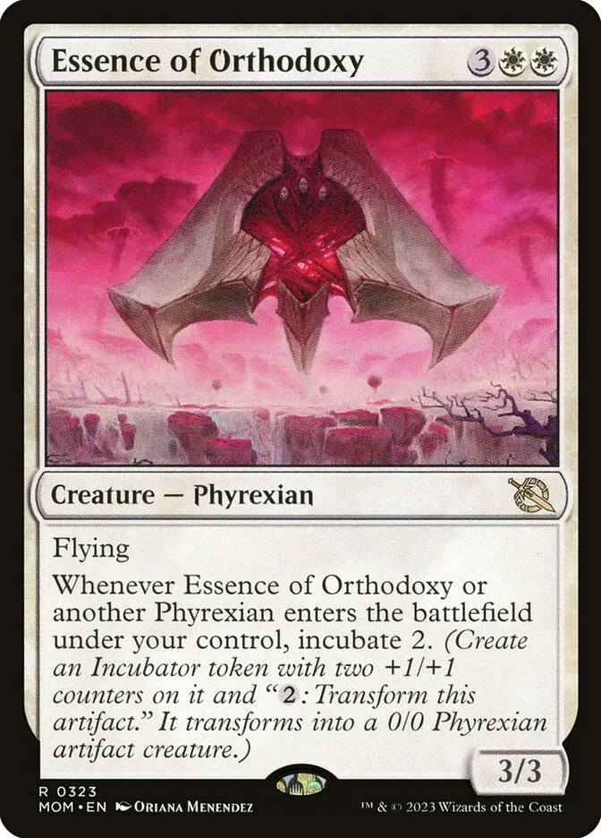 2023 March of the Machine Essence of Orthodoxy #323 rare card image