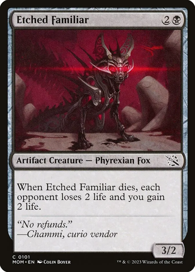 2023 March of the Machine Etched Familiar common #101 common card image