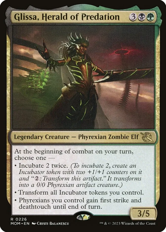 2023 March of the Machine Glissa, Herald of Predation #226 rare card image