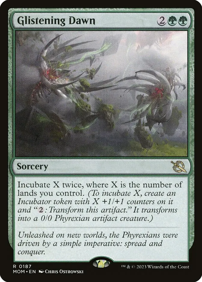 2023 March of the Machine Glistening Dawn #187 rare card image