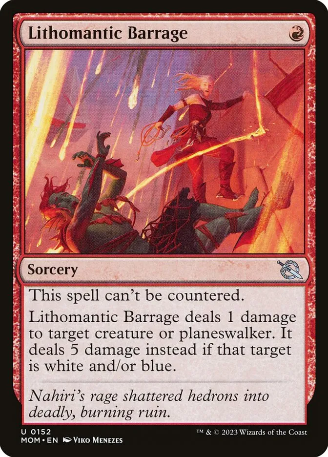 2023 March of the Machine Lithomantic Barrage uncommon #152 uncommon card image