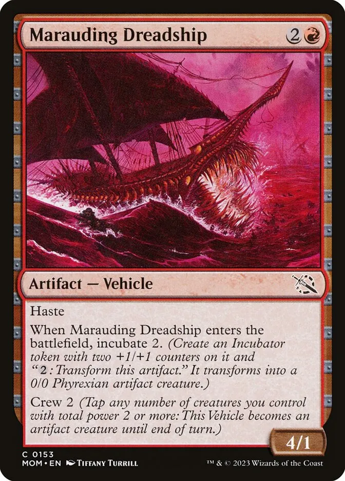 2023 March of the Machine Marauding Dreadship #153 common card image