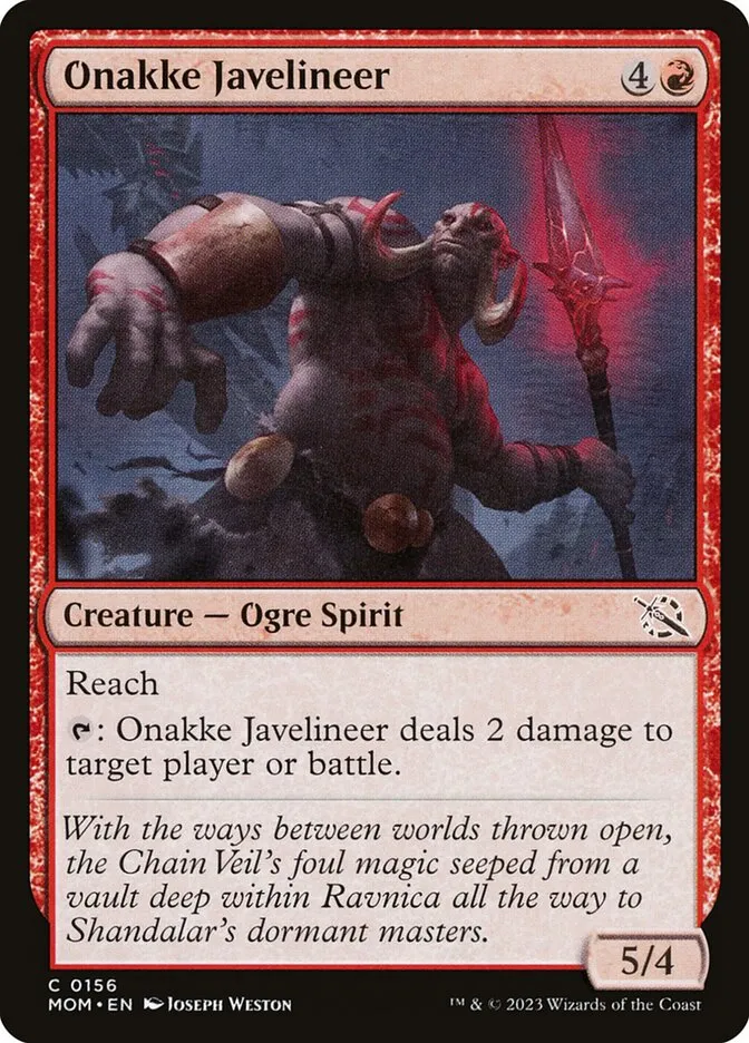2023 March of the Machine Onakke Javelineer #156 common card image