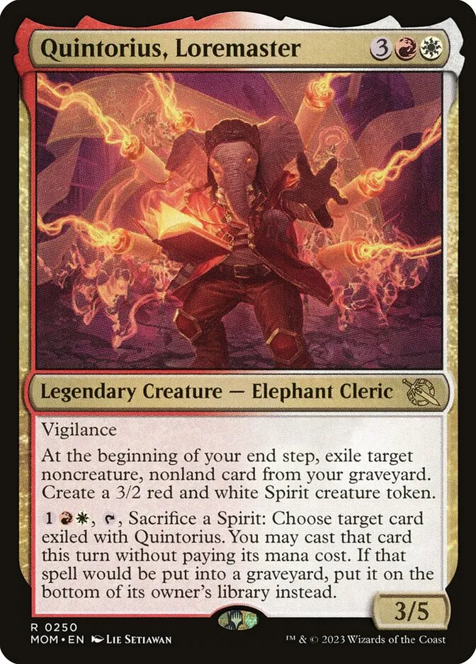 2023 March of the Machine Quintorius, Loremaster #250 rare card image