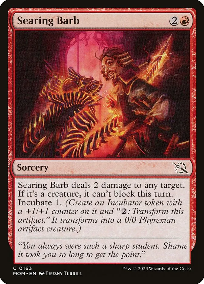 2023 March of the Machine Searing Barb #163 common card image