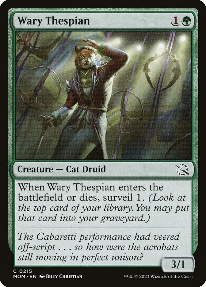 2023 March of the Machine Wary Thespian common #215 common card image