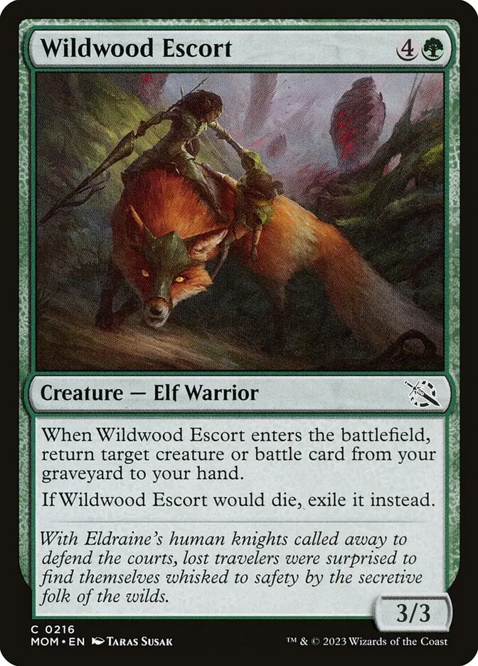 2023 March of the Machine Wildwood Escort #216 common card image