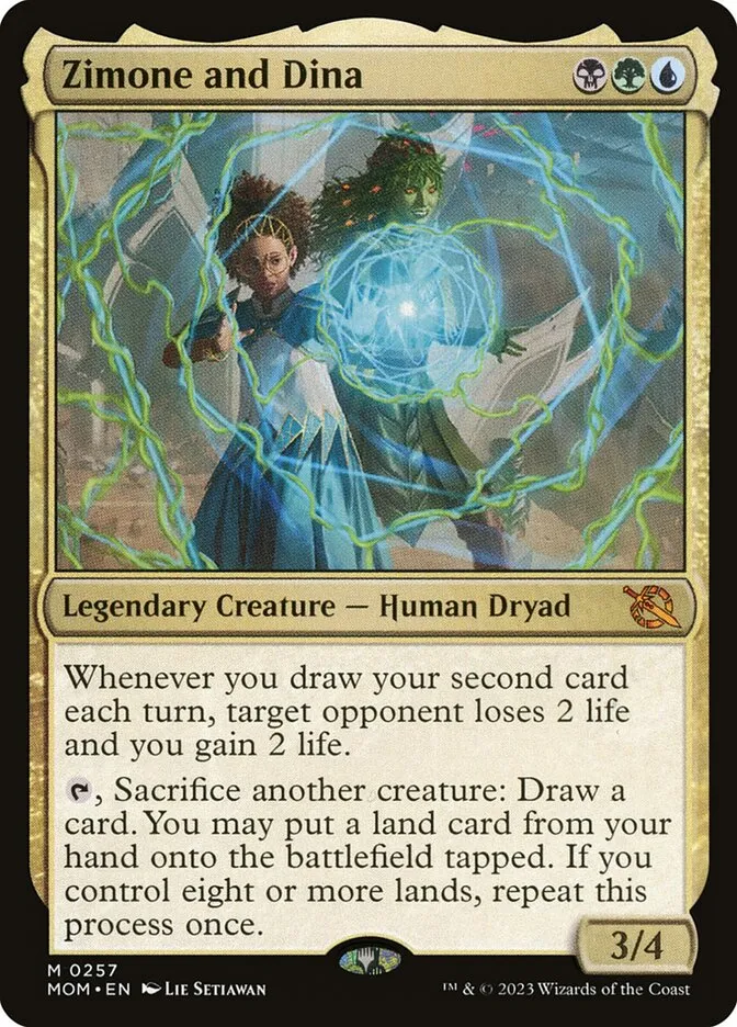 2023 March of the Machine Zimone and Dina mythic #257 mythic card image