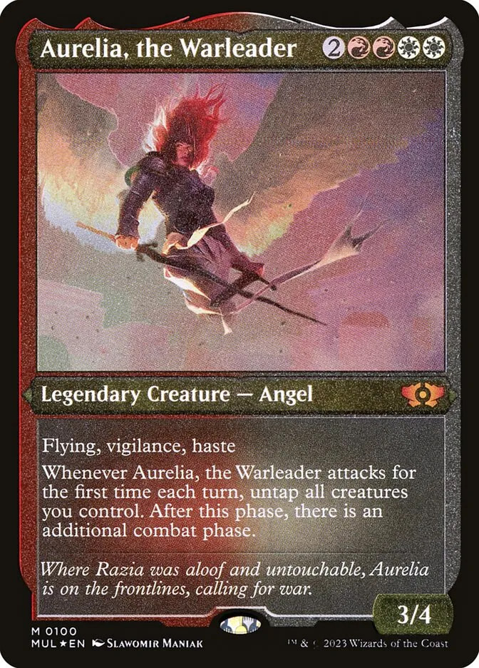 2023 Multiverse Legends Aurelia, the Warleader mythic #100 mythic card image