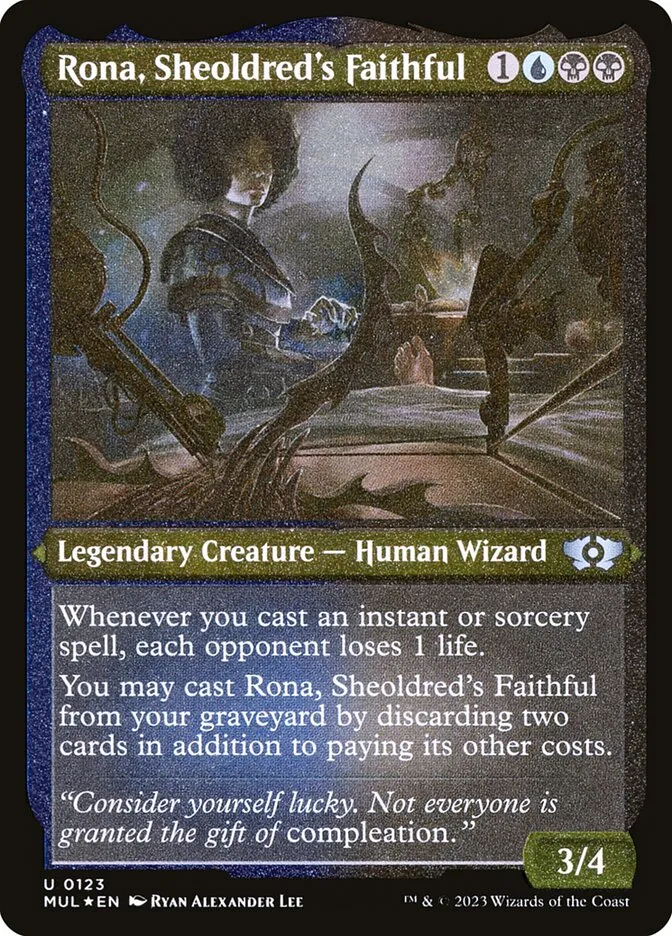 2023 Multiverse Legends Rona, Sheoldred's Faithful #123 uncommon card image