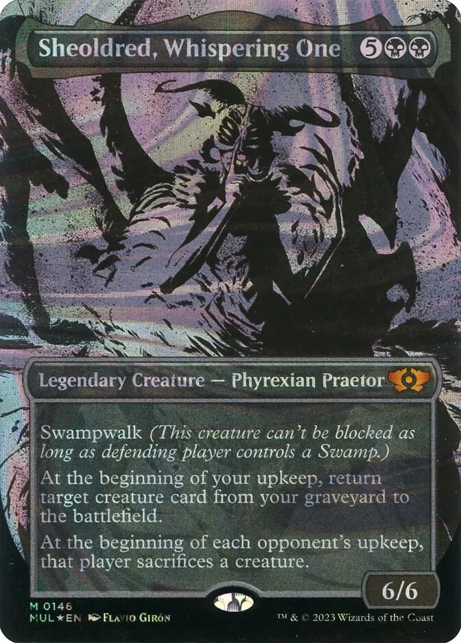 2023 Multiverse Legends Sheoldred, Whispering One [Serialized] mythic #146 mythic card image
