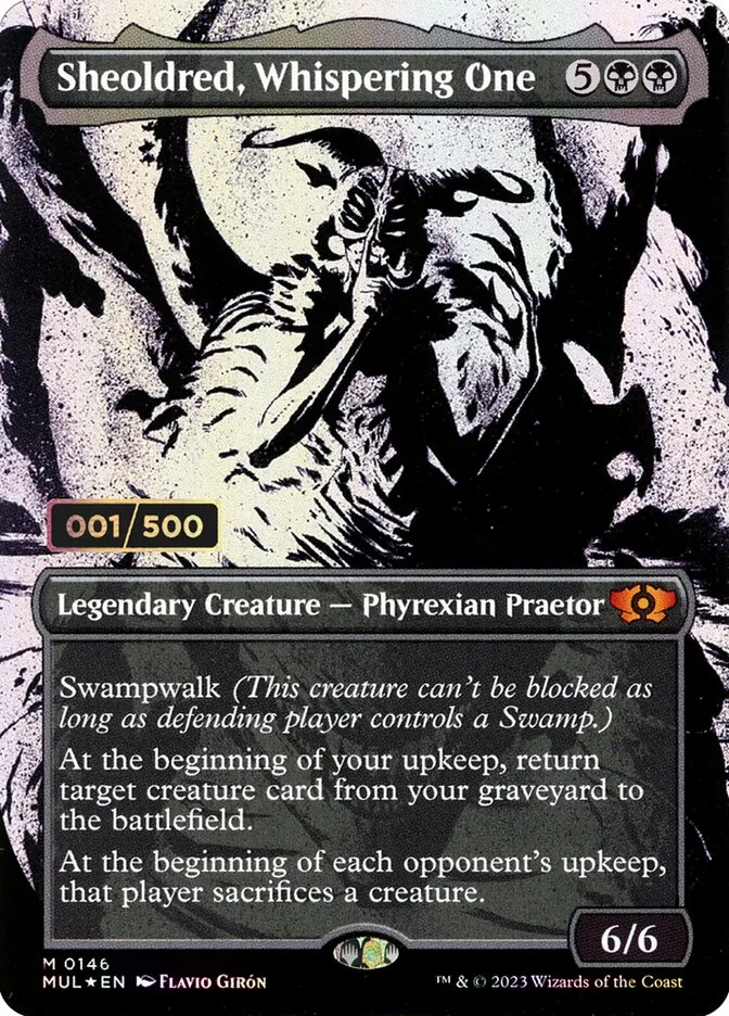 2023 Multiverse Legends Sheoldred, Whispering One #146z mythic card image