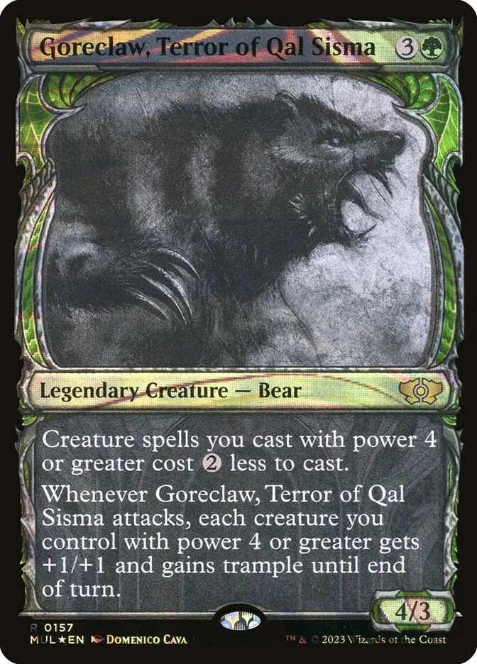 2023 Multiverse Legends Goreclaw, Terror of Qal Sisma [Serialized] rare #157 rare card image