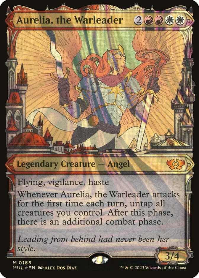 2023 Multiverse Legends Aurelia, the Warleader [Serialized] mythic #165 mythic card image