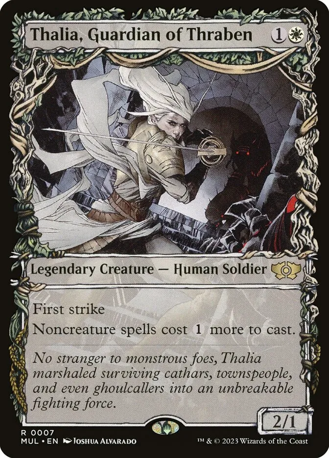 2023 Multiverse Legends Thalia, Guardian of Thraben [Foil] rare #7 rare card image