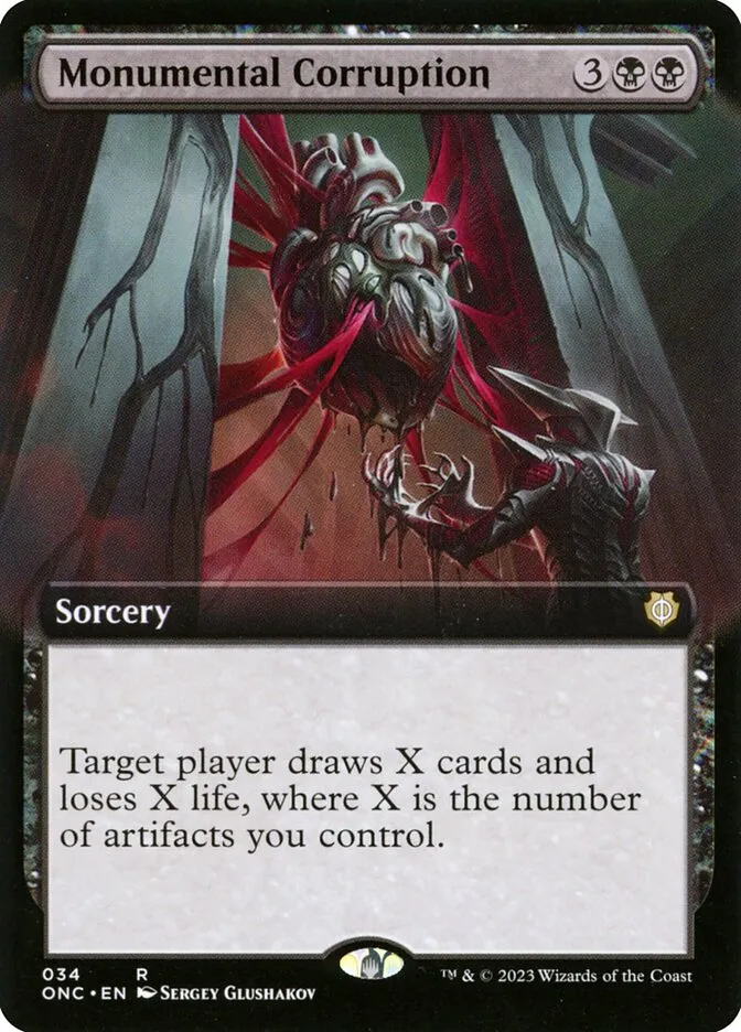 2023 Phyrexia: All Will Be One Commander Monumental Corruption [Extended Art] rare #34 rare card image
