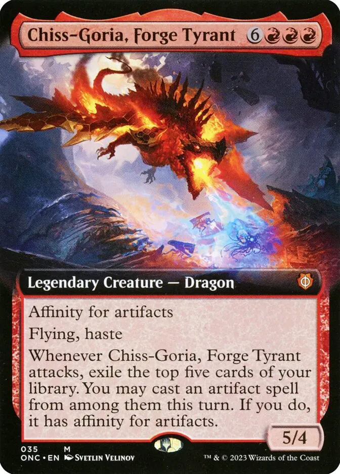 2023 Phyrexia: All Will Be One Commander Chiss-Goria, Forge Tyrant [Extended Art] mythic #35 mythic card image