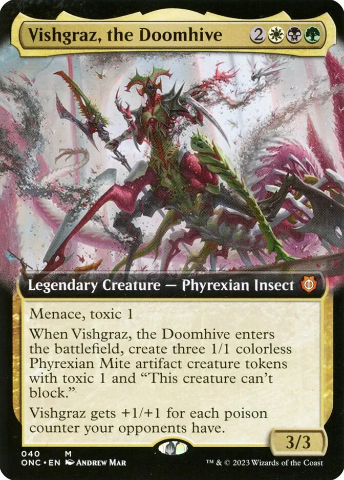 2023 Phyrexia: All Will Be One Commander Vishgraz, the Doomhive [Extended Art] mythic #40 mythic card image