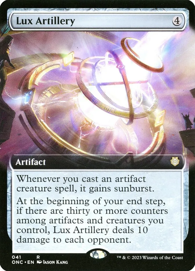2023 Phyrexia: All Will Be One Commander Lux Artillery [Extended Art] rare #41 rare card image