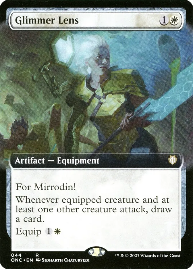 2023 Phyrexia: All Will Be One Commander Glimmer Lens [Extended Art] rare #44 rare card image