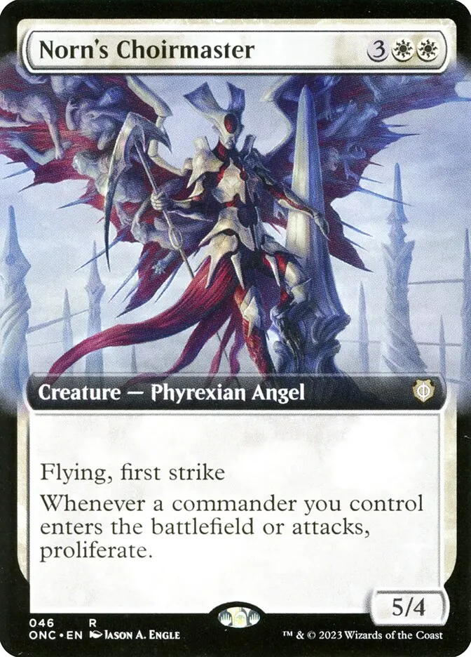 2023 Phyrexia: All Will Be One Commander Norn's Choirmaster [Extended Art] rare #46 rare card image