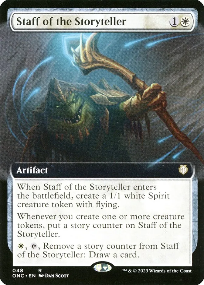 2023 Phyrexia: All Will Be One Commander Staff of the Storyteller [Extended Art] rare #48 rare card image