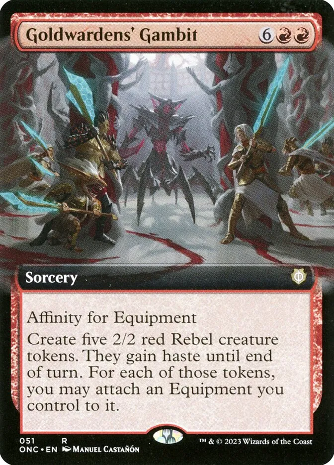 2023 Phyrexia: All Will Be One Commander Goldwardens' Gambit [Extended Art] rare #51 rare card image