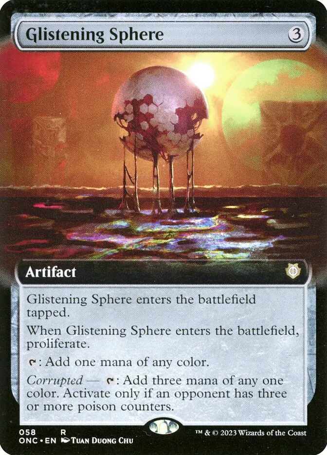 2023 Phyrexia: All Will Be One Commander Glistening Sphere [Extended Art] rare #58 rare card image