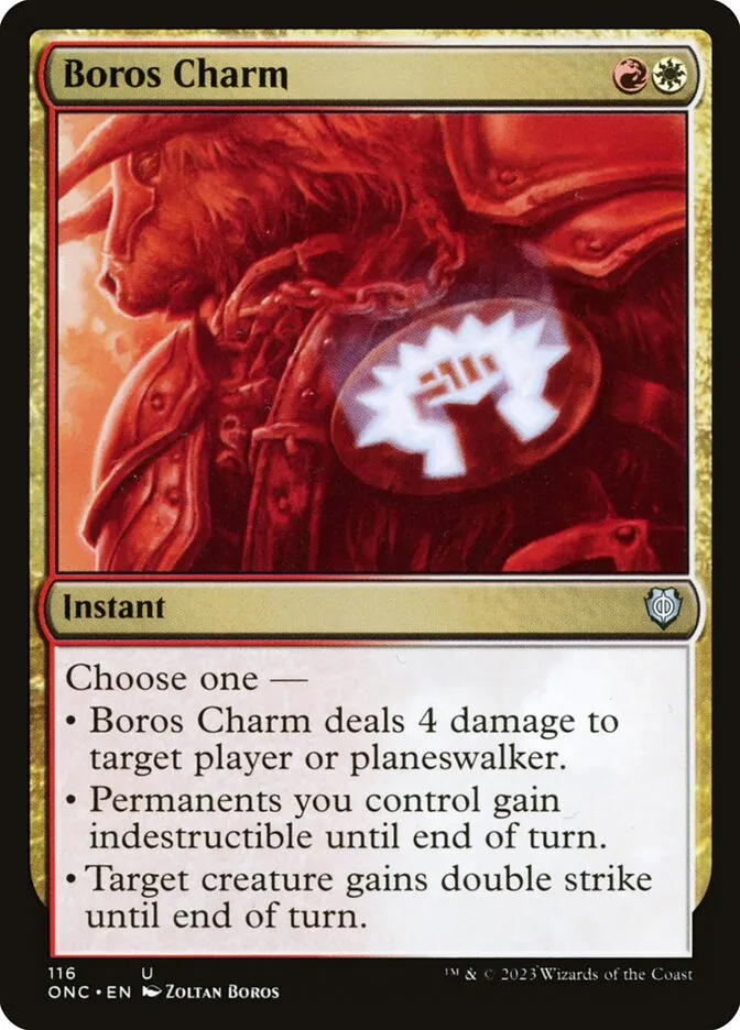 2023 Phyrexia: All Will Be One Commander Boros Charm #116 uncommon card image