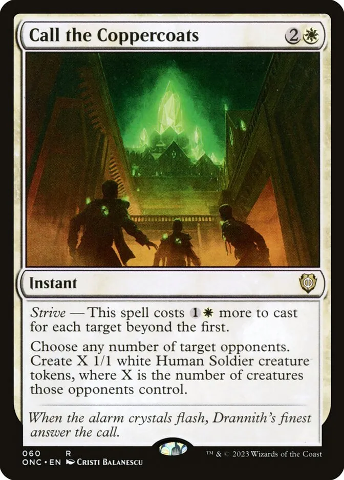 2023 Phyrexia: All Will Be One Commander Call the Coppercoats #60 rare card image