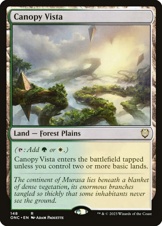 2023 Phyrexia: All Will Be One Commander Canopy Vista #148 rare card image