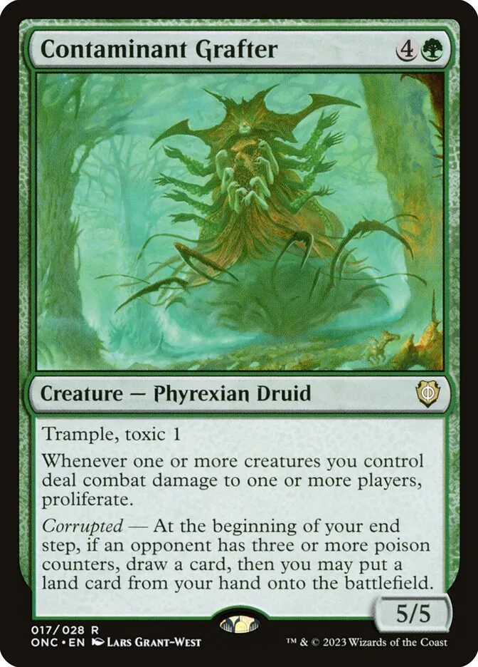 2023 Phyrexia: All Will Be One Commander Contaminant Grafter rare #17 rare card image