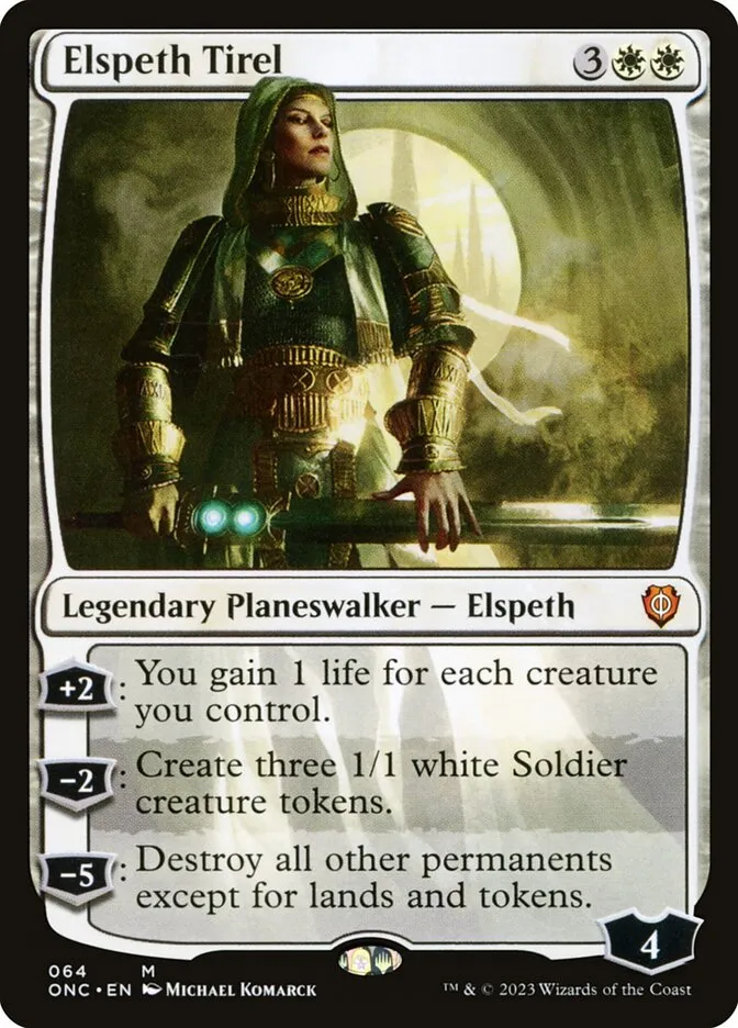 2023 Phyrexia: All Will Be One Commander Elspeth Tirel #64 mythic card image
