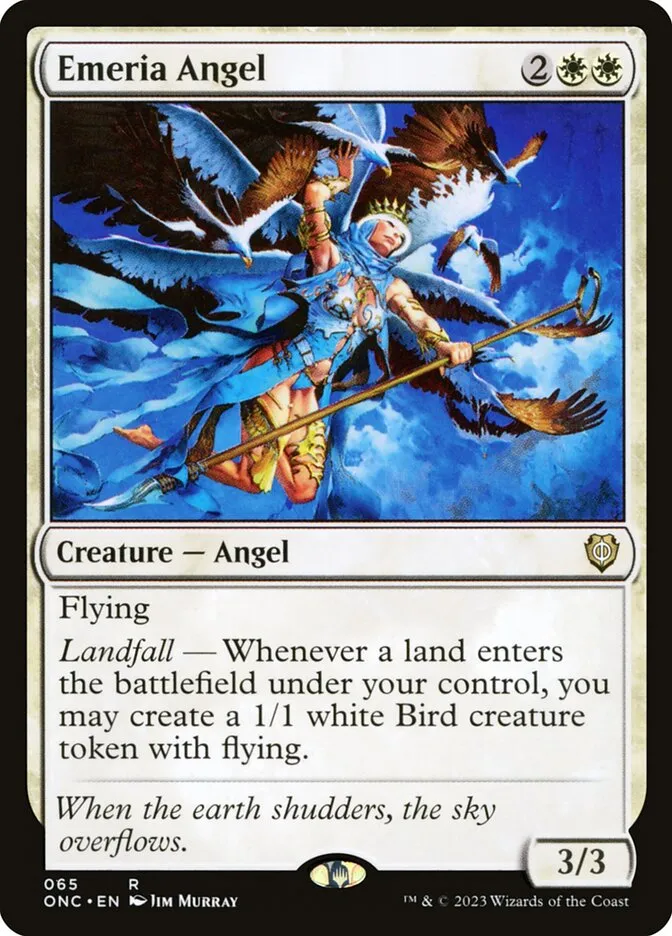 2023 Phyrexia: All Will Be One Commander Emeria Angel #65 rare card image